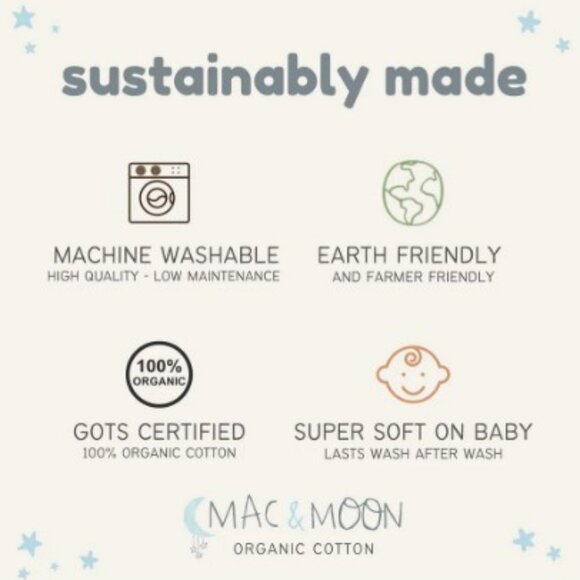 NWT. MAC & MOON Baby Neutral 3-Piece Organic Cotton Footed Set in Cloud Print - Picture 5 of 5